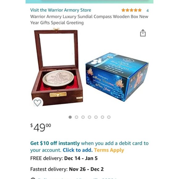 Christmas Sundial and Compass with Engraved Christmas Quote - Picture 12 of 12